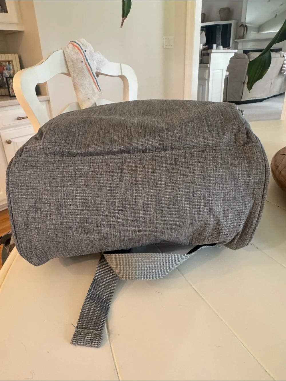 Grey Fabric Baby Diaper Bag Backpack Tote
